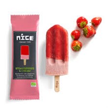 Bio. Fruitijs op stokje Aardbei met Slagroom NICE 24x70gr